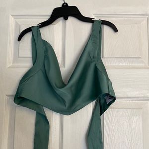 Princess Polly top in a cute turquoise color that ties in the back